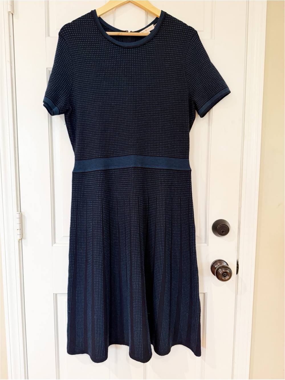 Tory Burch Navy Textured Knit Dress - XL